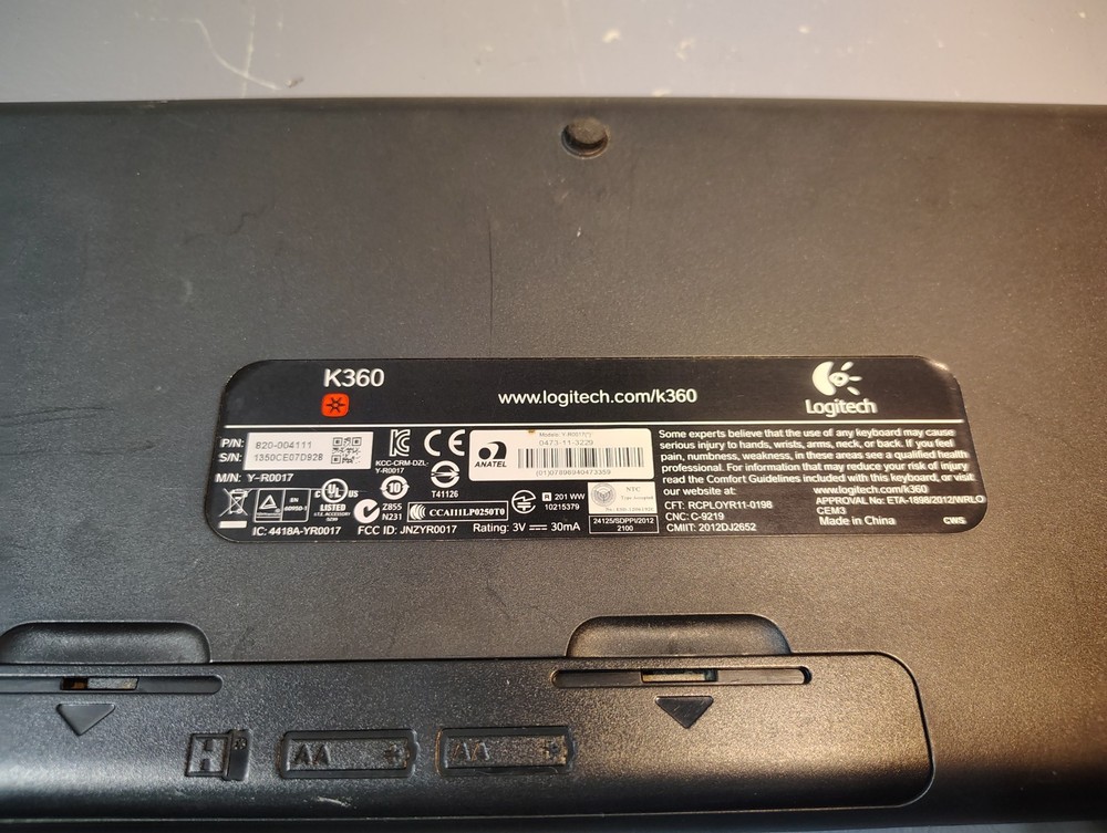 Logitech K360 Wireless Keyboard & Silver Mouse M310 Unifying Logo