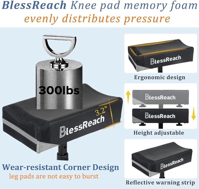 Knee Scooter, Steerable Knee Walker, Foldable Scooters BlessReach BLACK