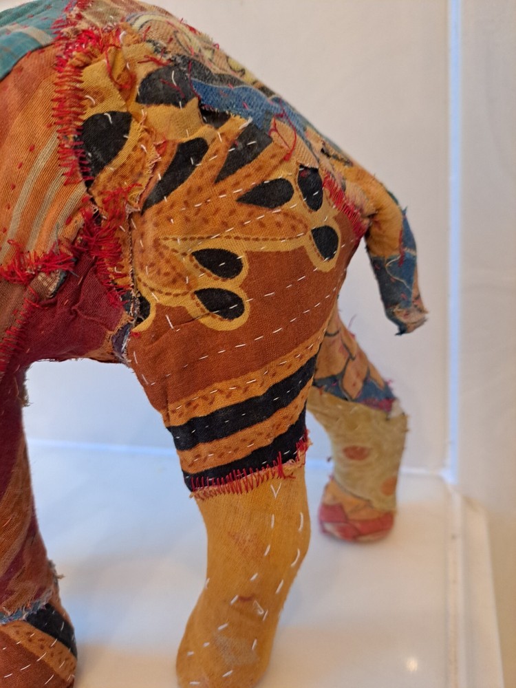Antique Vintage Indian Patchwork Embroidered Stuffed Elephant Boho