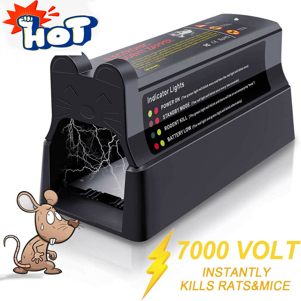 Upgraded Electronic Mouse Trap Control Kill Big Rat Pest Electric Rodent Zapper