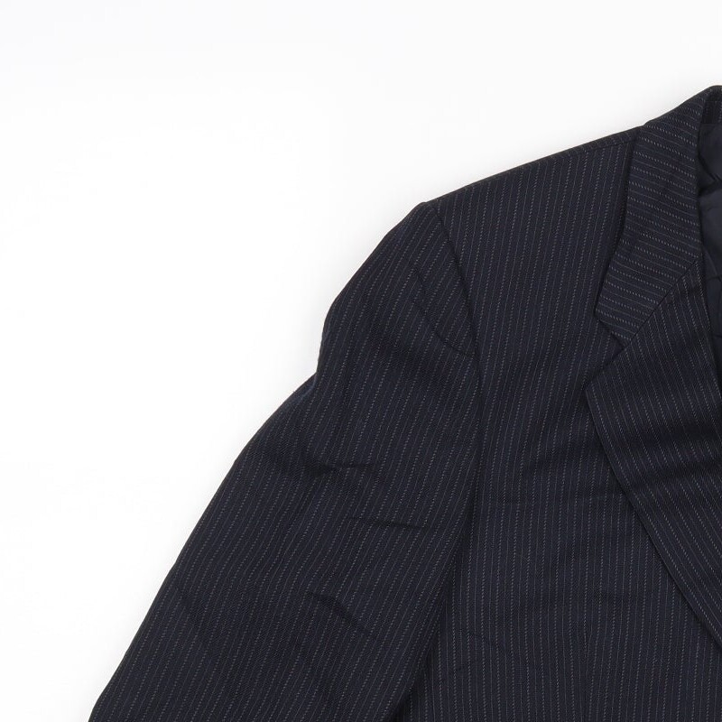 Vintage St Michael Mens Blue Striped Polyester Blend Suit Jacket Size M