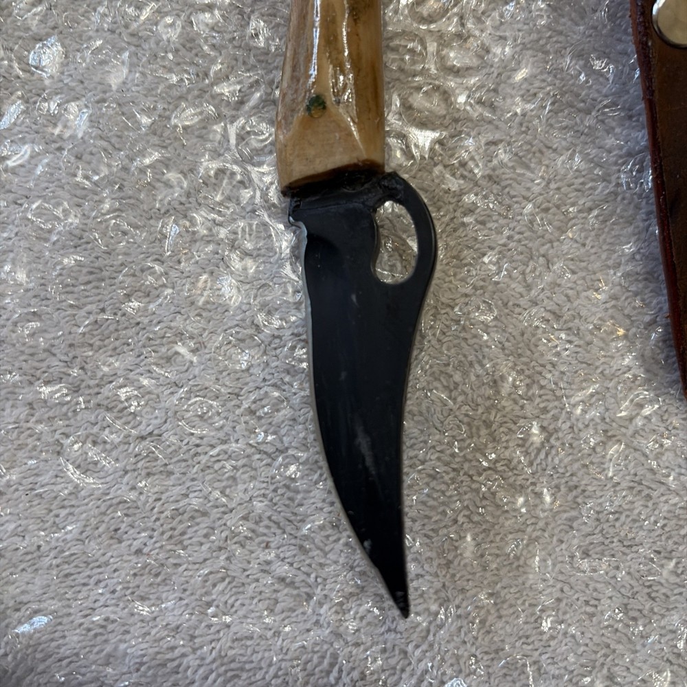 Custom Handmade Knife With Antler Handle, Made From Schrade Avatar Blade. Nice