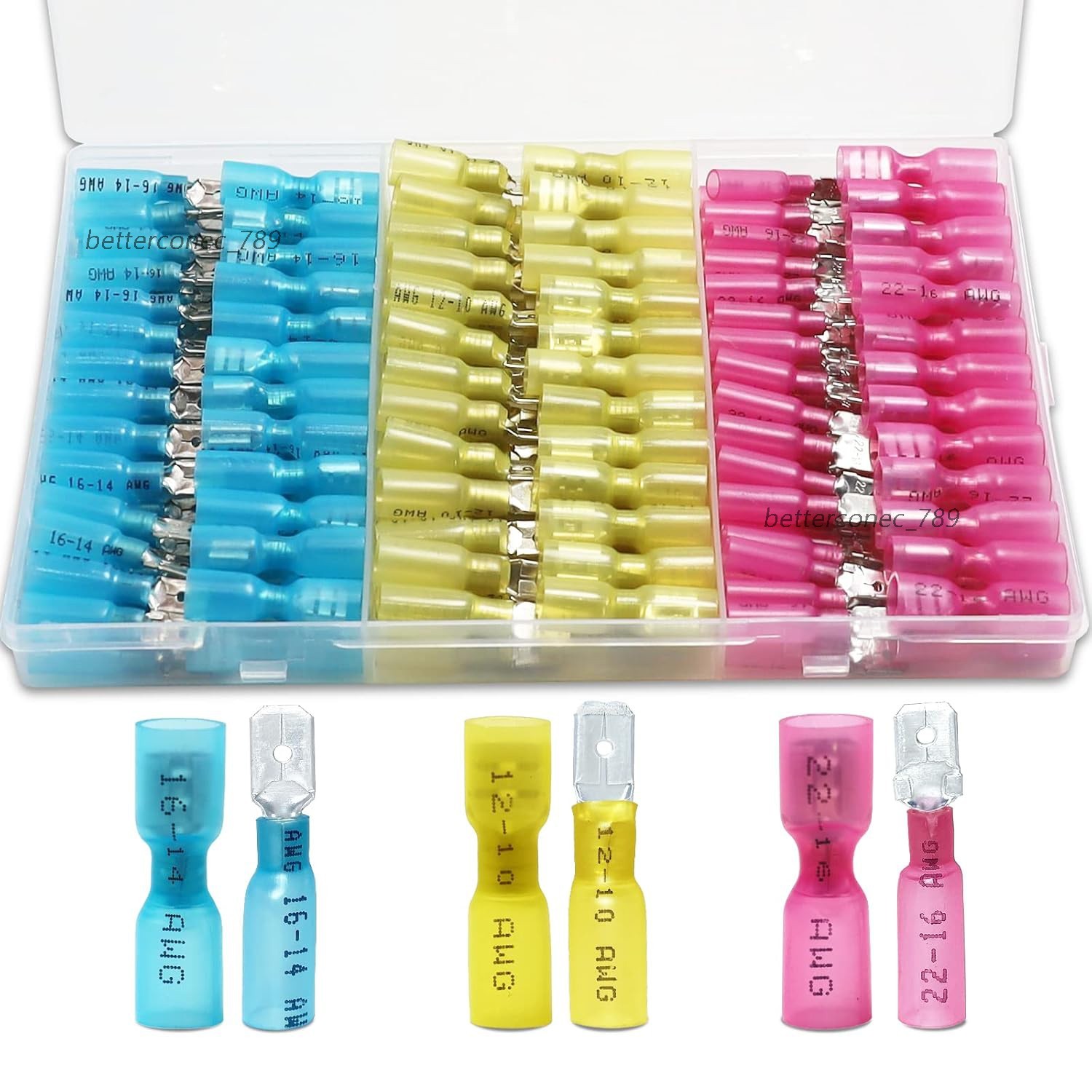 220x Waterproof Heat Shrink Spade Wire Connectors Electrical Crimp Terminals set