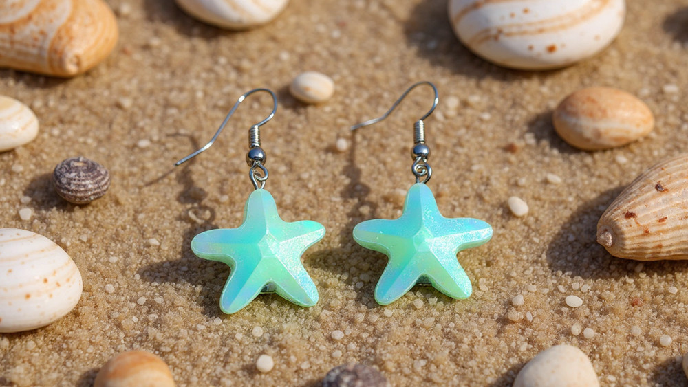 Green Starfish Earrings