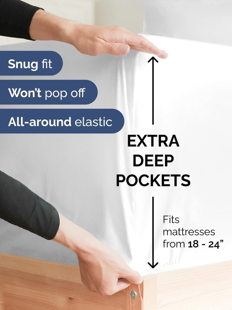 6-Piece King Sheet Set with Extra Deep Pockets - Breathable Microfiber Comfort