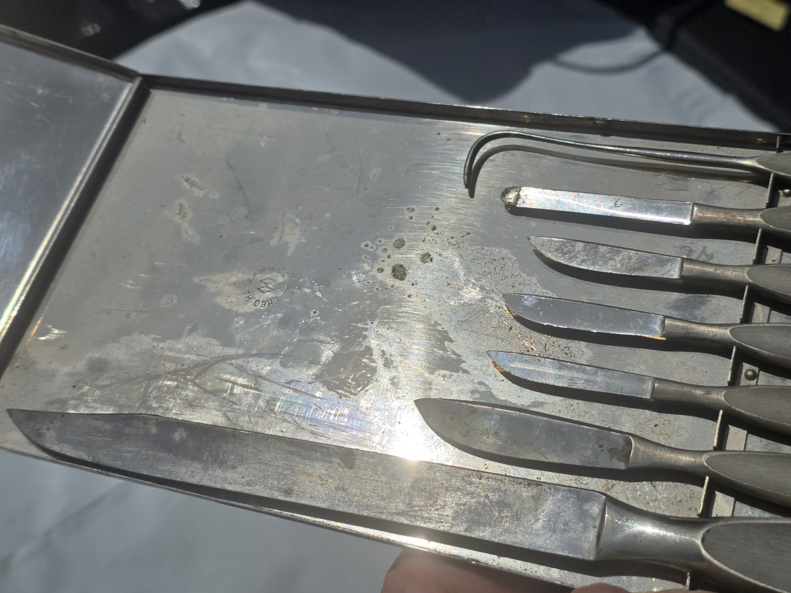 WW1 Antique Surgical Medical Field Gear Medic Set Scalpel Case Military 1912