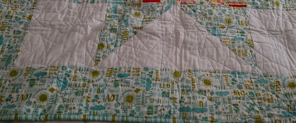 Handmade Patchwork Quilt Wall Hanging Star Block Pattern Nursery Bedding 42"x42"