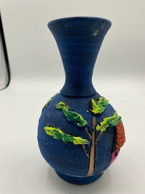 Handmade Handpainted Pottery Vase Glows No Damage