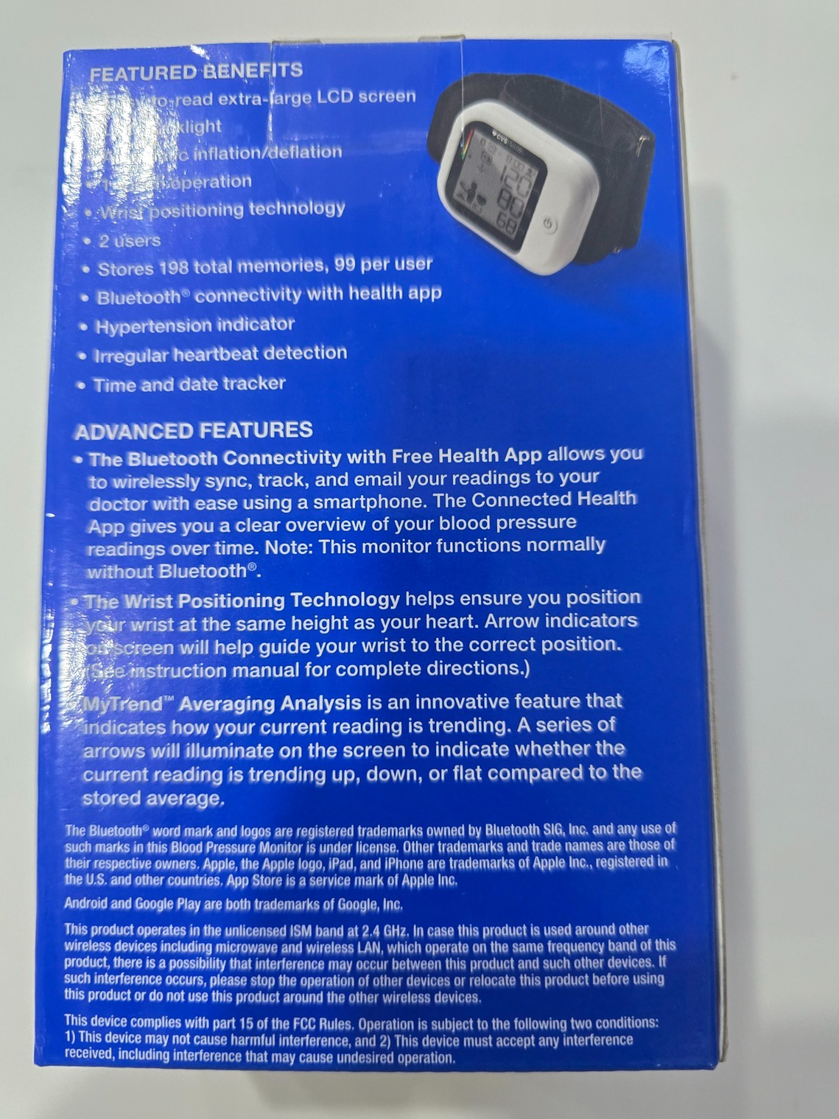 CVS WRIST BLOOD PRESSURE MONITOR, Bluetooth Series 600