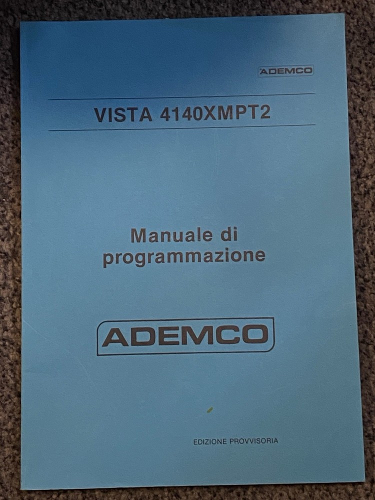 Vista 4140XMPT2 manuale di programmazionel ; programming manual