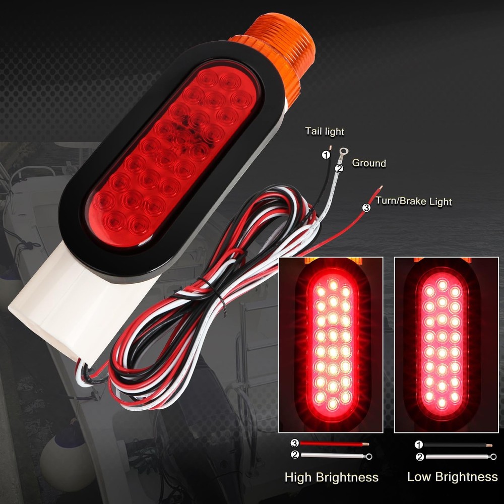 Boat Trailer Guide Pole Post Lights Lite Waterproof IP67 DOT SAE APPROVED 12-...