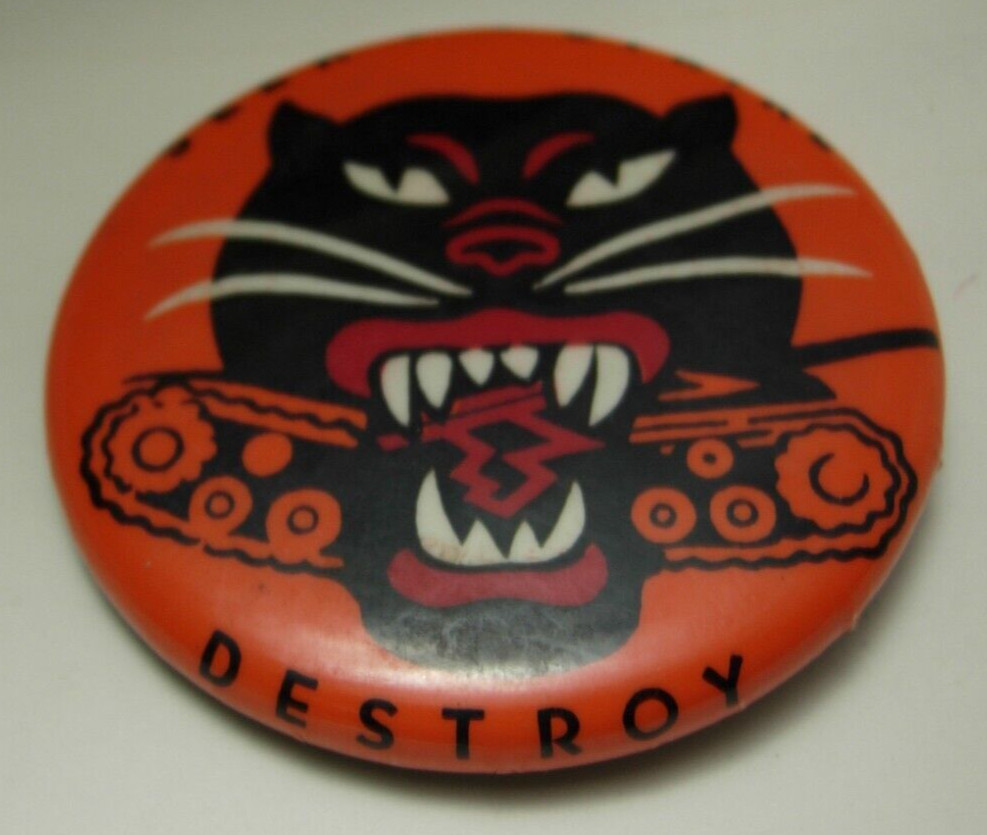 WW2 Tank Destroyer Button / Celluloid Pin - Seek Strike Destroy