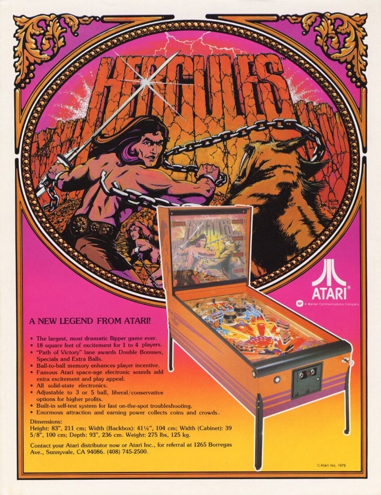 Hercules Pinball Machine Flyer / Original Brochure