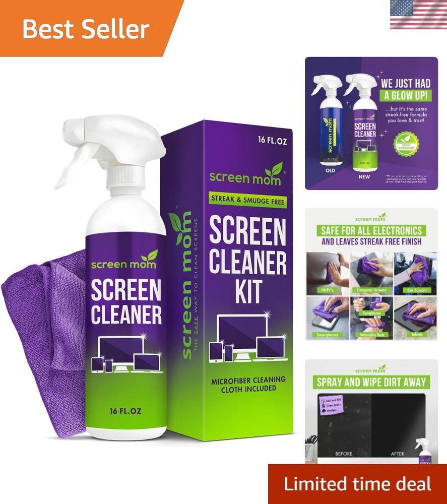 Computer Screen Cleaner Spray 16oz Microfiber Cloth Alcohol Free