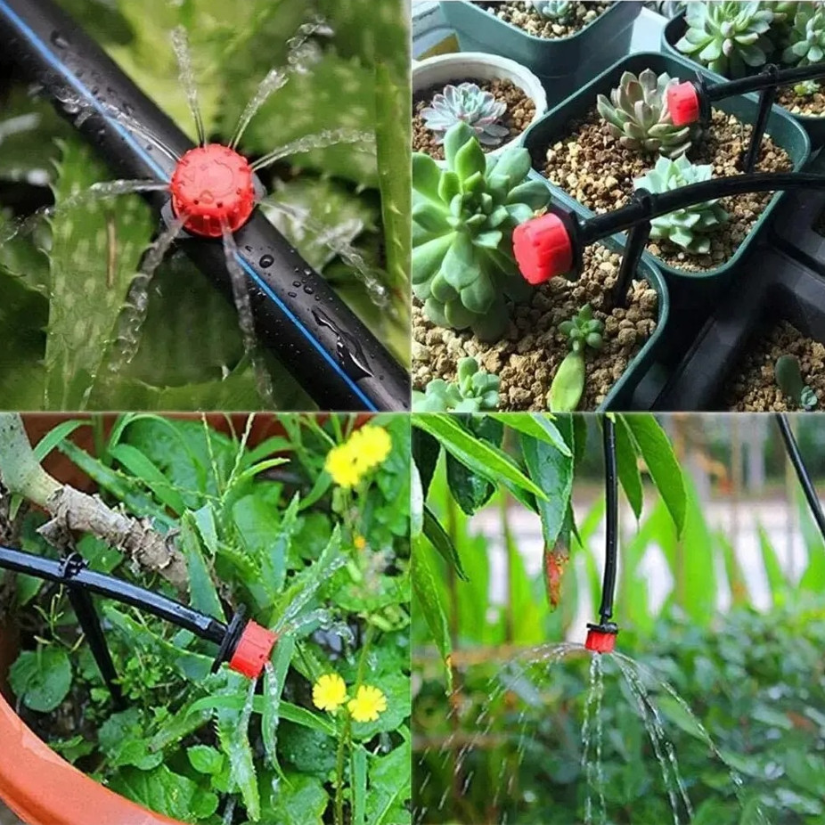 100 pcs Adjustable Irrigation Drippers 1/4" Micro Drip Watering System