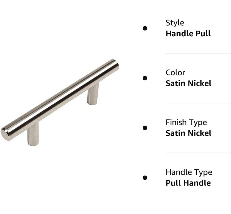 25 Pack Cabinet Pull Handles Satin Nickel Drawer Kitchen Hardware 5-3/8”