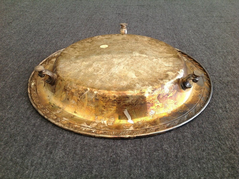 Footed Silverplate Round Serving Tray