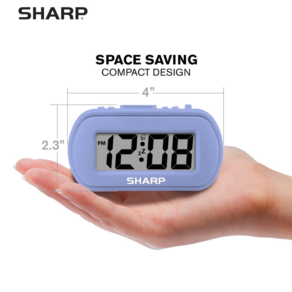 Sharp Digital Alarm Clock – Tactile Case with Soft Rubberized Small, Lavender