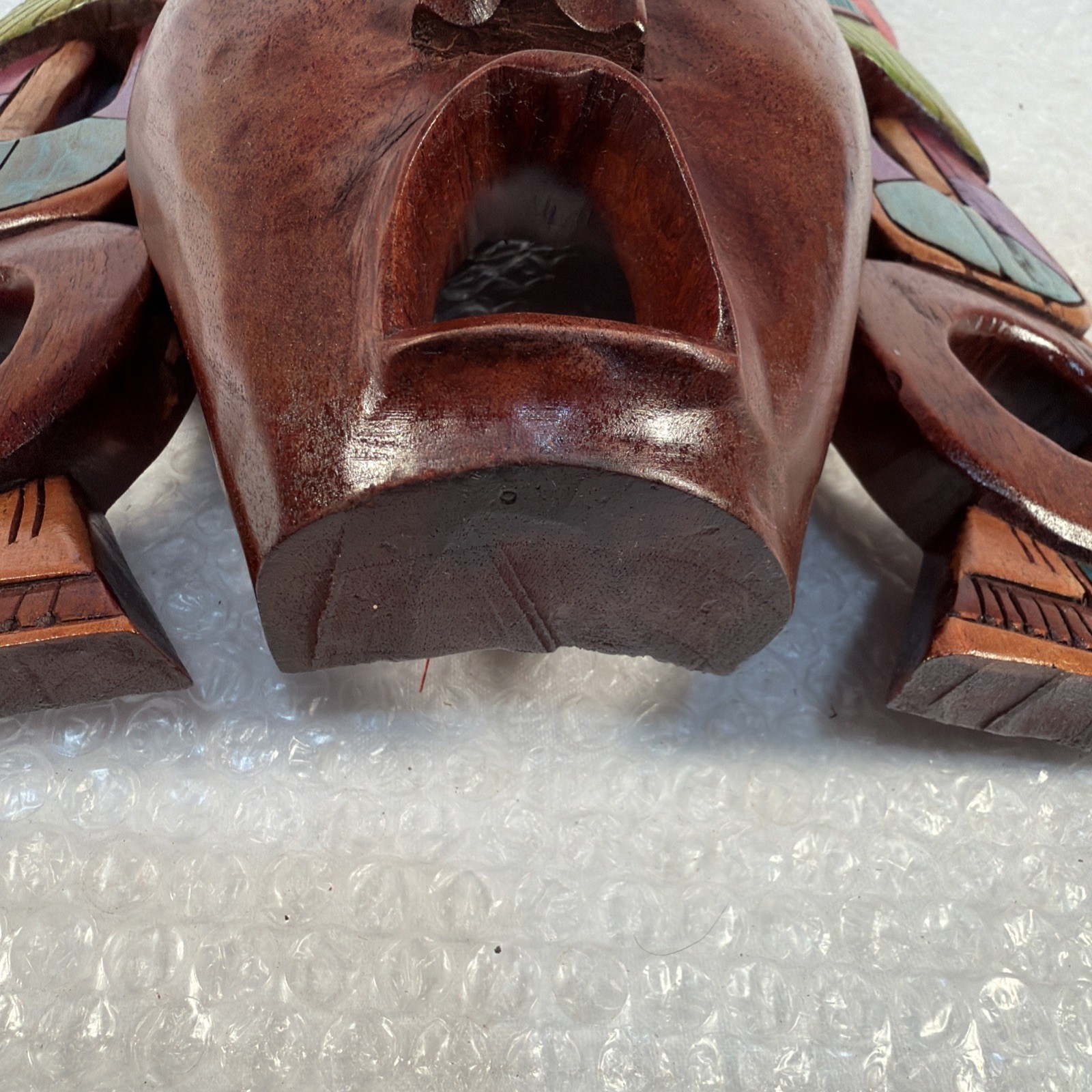 Hand-Carved Wooden Mayan Mask From Mexico
