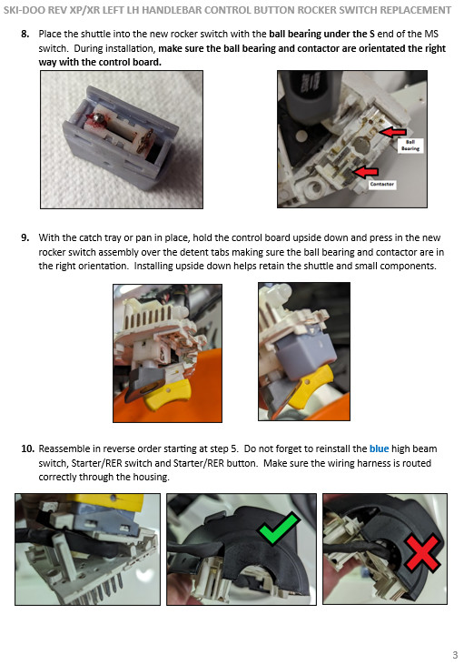 Ski-Doo Skidoo Rev XP M/S MS Mode Select Button Rocker Switch Replacement