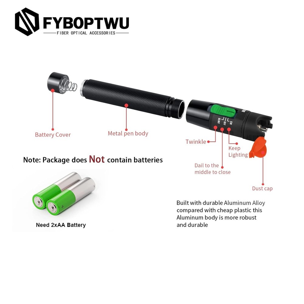 Fiber Optic Visual Fault Locator Set - Includes 2pcs VFL & Adapters for Networks