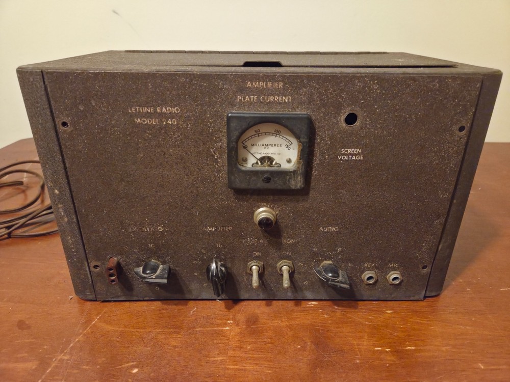 Lettine Radio Model 240 Ham Transmitter 807 Tube 40W AM CW POWERS ON w/ Flyer