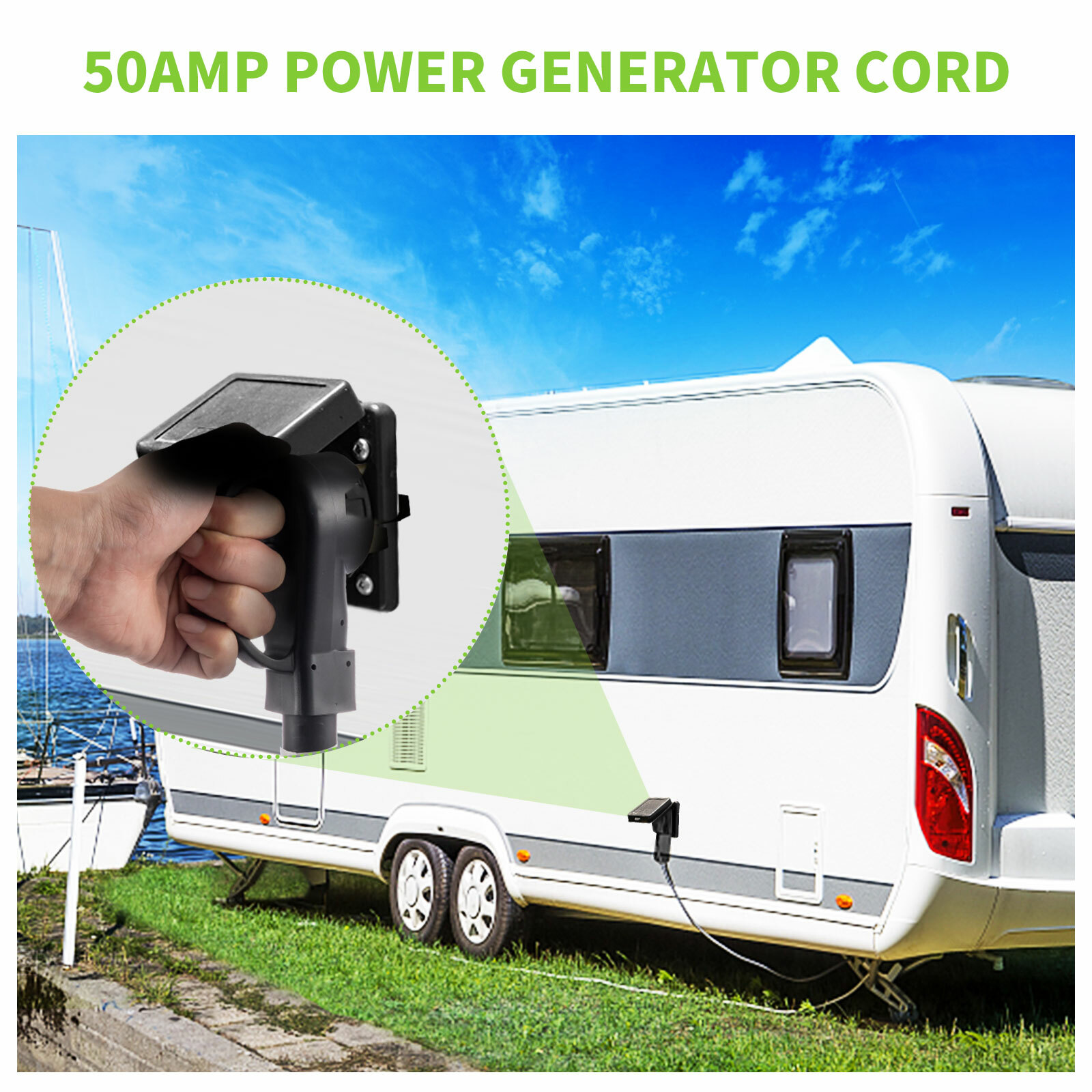 50 Amp 25FT Generator Power Cord and Waterproof Power Inlet Box 14-50P to CS6364