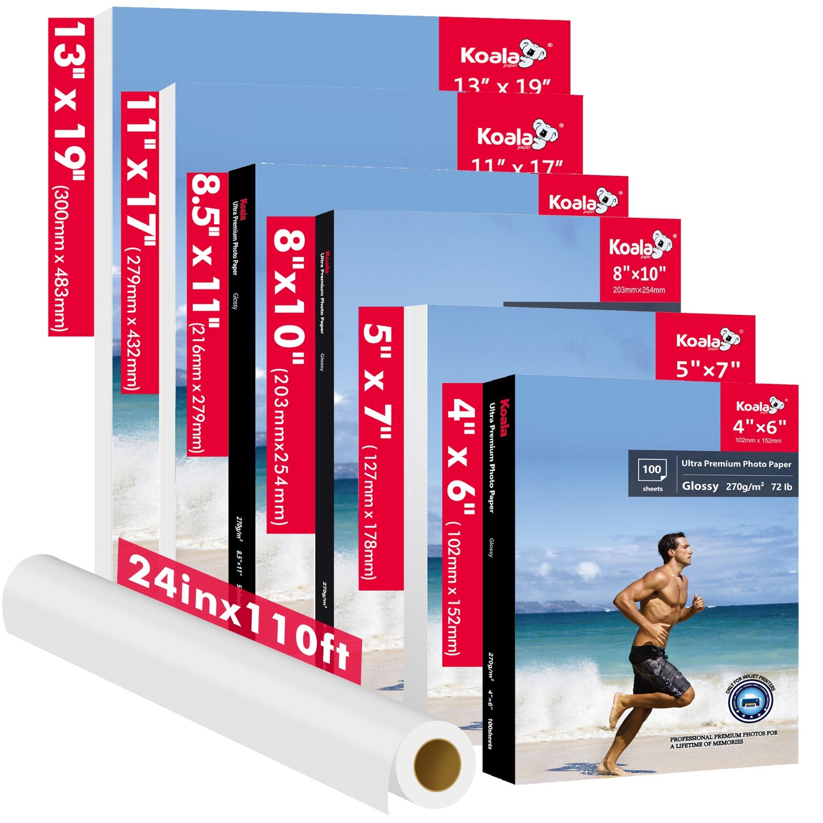 Lot Koala Ultra Premium  72LB Glossy Photo Paper 4x6 5x7 8x10 8.5x11 11x17 13x19