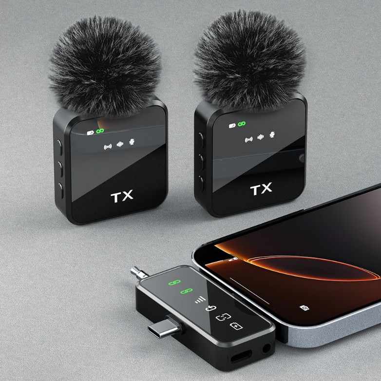 3 in 1 Mini Microphone for iPhone/Android/Camera, Wireless Lavalier Microphone*