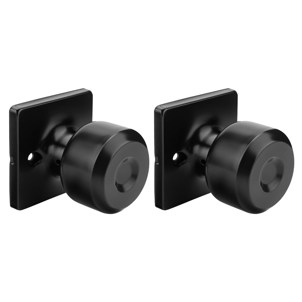 2 Pack Dummy Door Knobs, Matte Black Square Knob Faceplate Inactive Half, No-...
