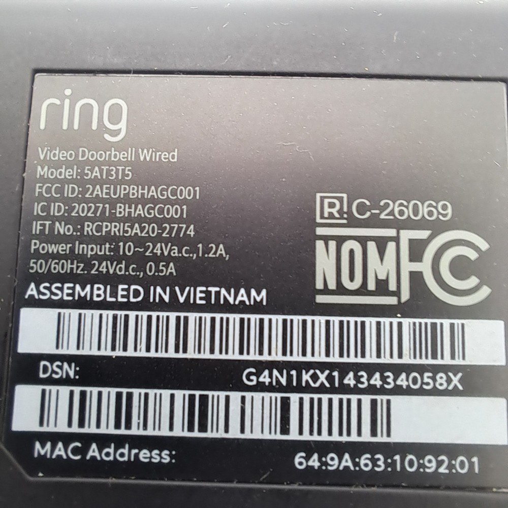 Ring Wired Video Doorbell 2021 Model Black Smart Home Security Camera