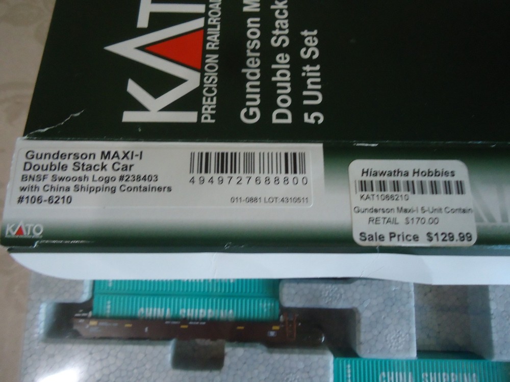 Kato N Scale Gunderson MAXI-I Double Stack Car 5 Unit Set