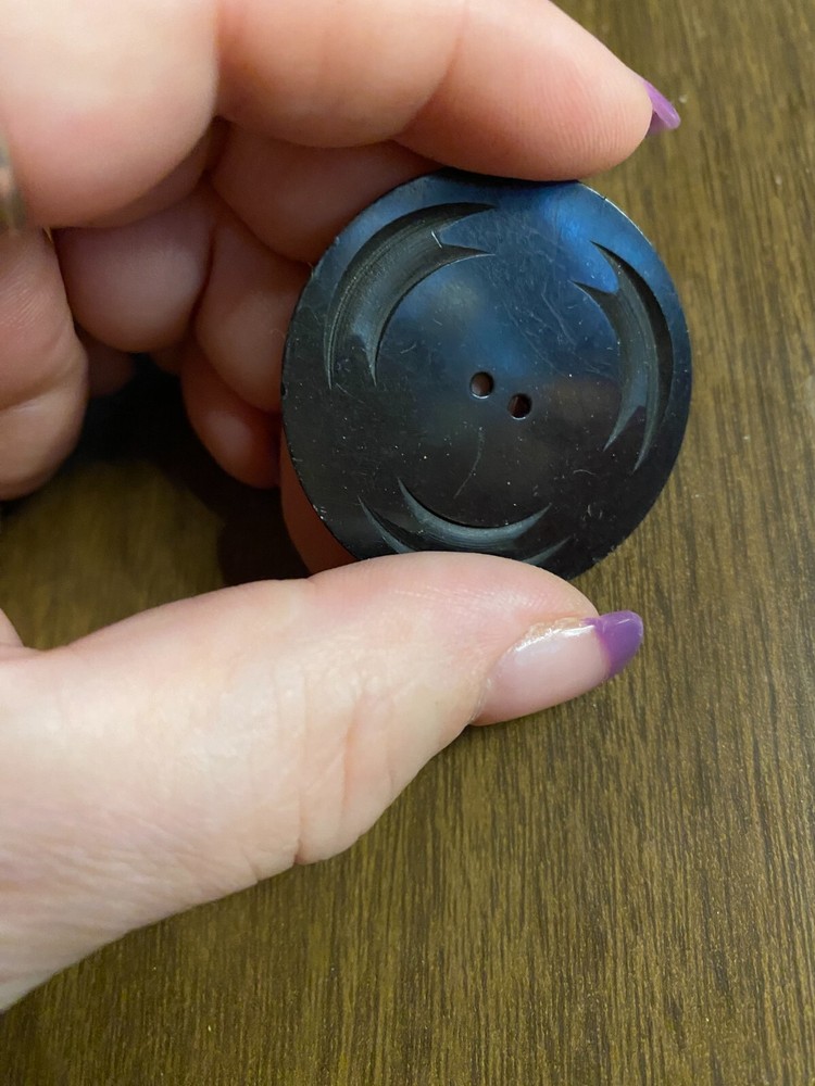 Vintage Black Record Style Plastic Coat Button 1 11/16"