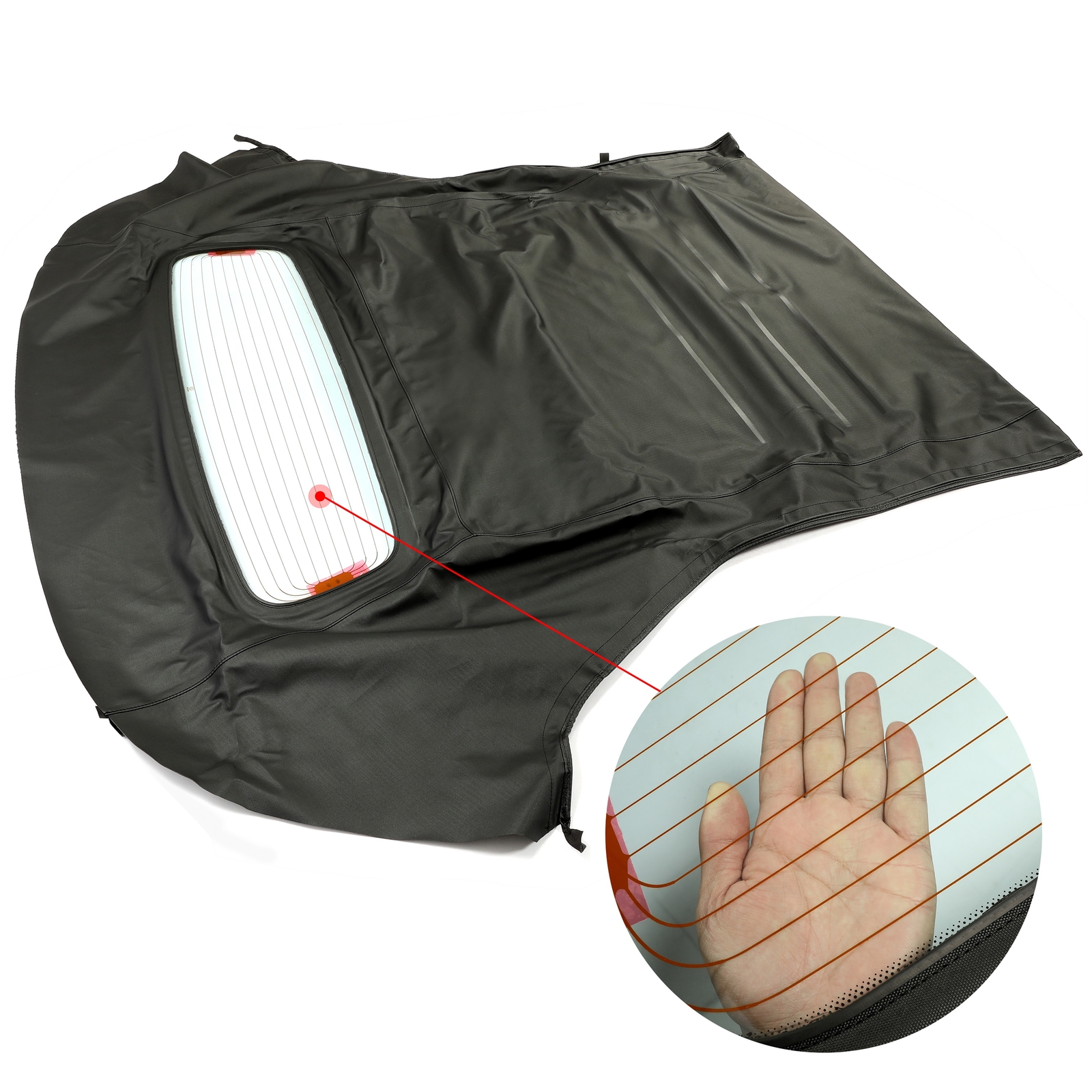 For 2005-2014 Ford Mustang Convertible Top Soft & Heated Glass Window Sailcloth