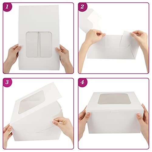 32pcs 10x10x5 Cake Boxes with Window 10 Inch White Bakery Boxes Pastry Boxes ...