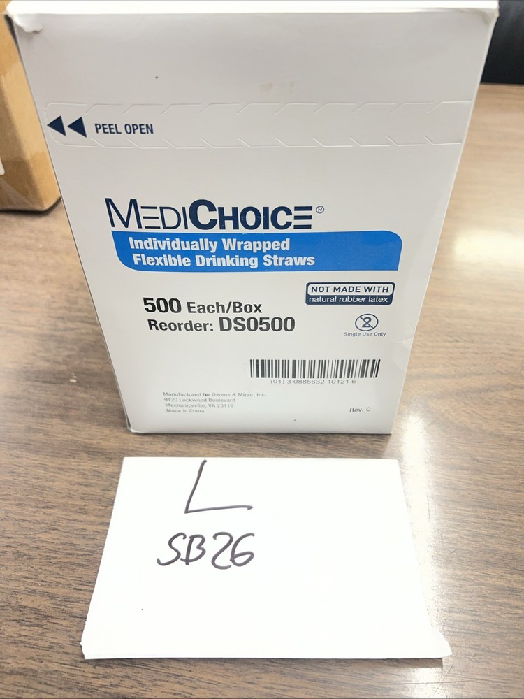 500/Box Individually Wrapped Flexible Plastic Drinking Straws Medichoice