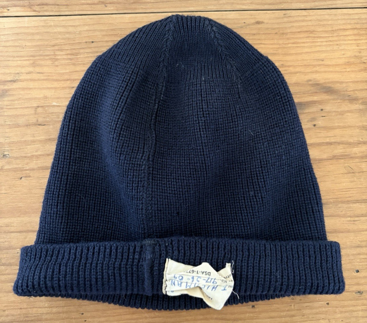 VINTAGE 1960s USN WATCH CAP VIETNAM WAR NAVY MILITARY WOOL KNIT NAVY BLUE BEANIE