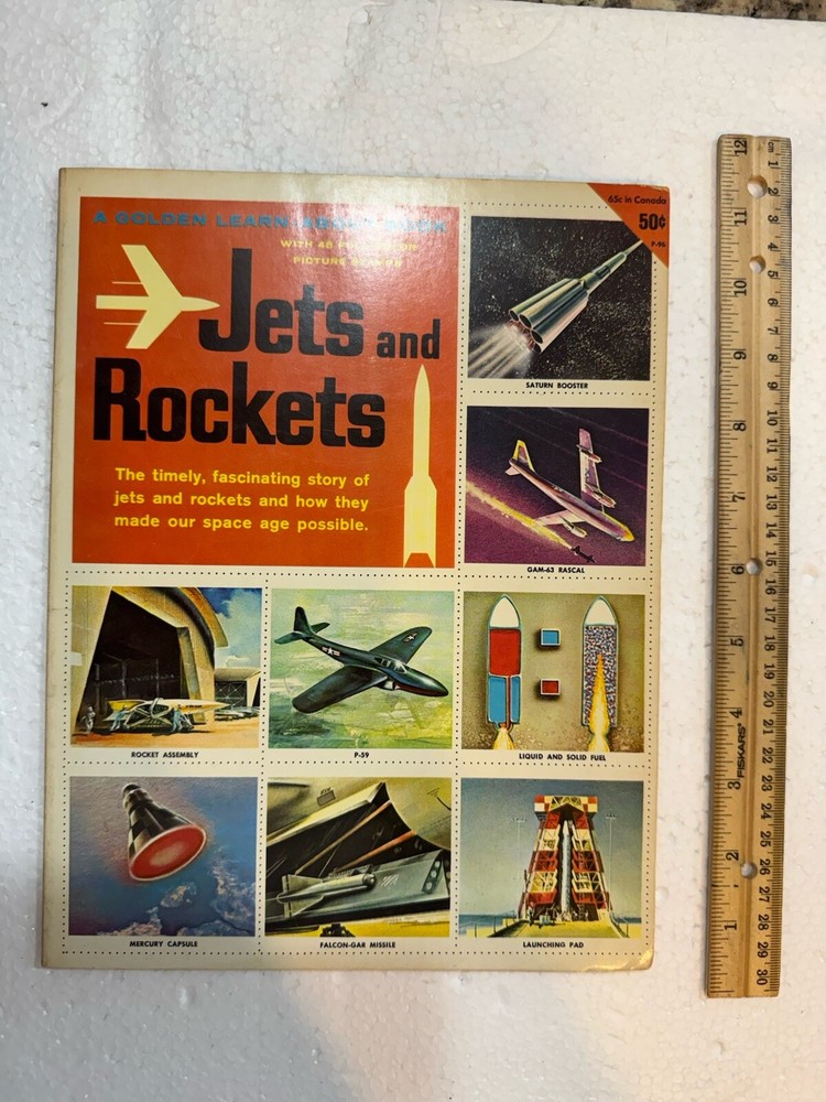 Vintage 1961  Jets and Rockets Learn about Sticker Book - Golden Press New York