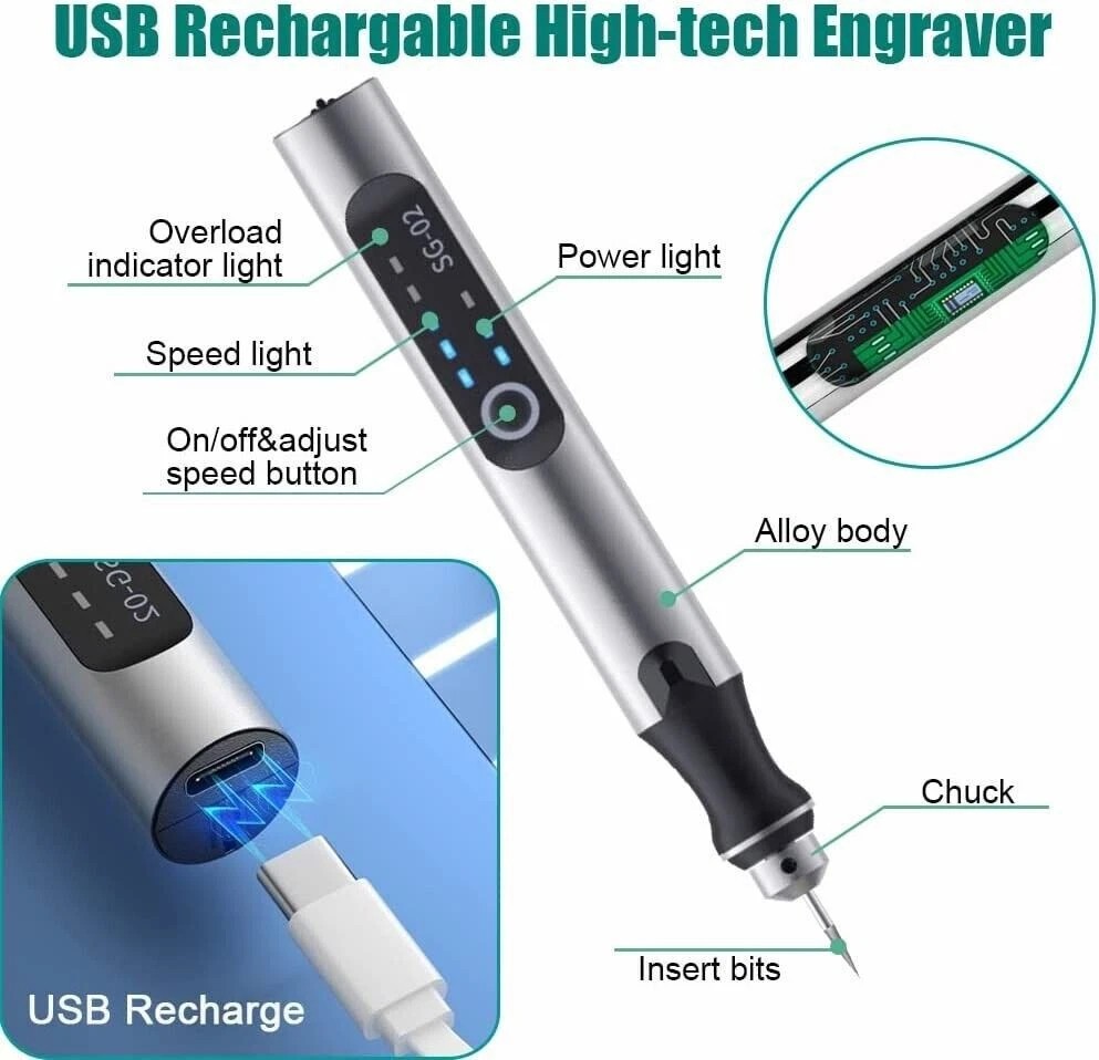 Cordless Electric Mini Drill Grinder Engraving Pen Variable Speed Rotary Tool