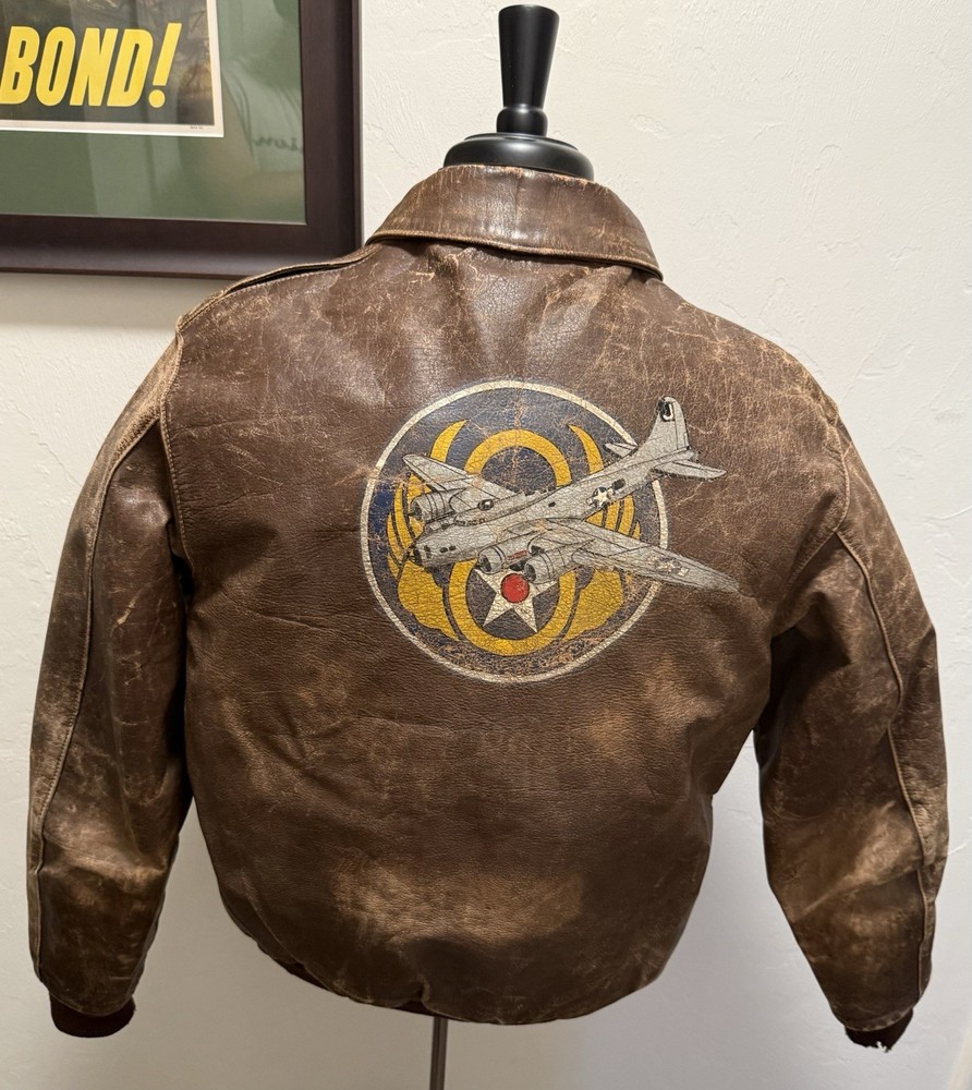 WWII Painted 8th Air Force A-2 A2 Bomber Flight Jacket