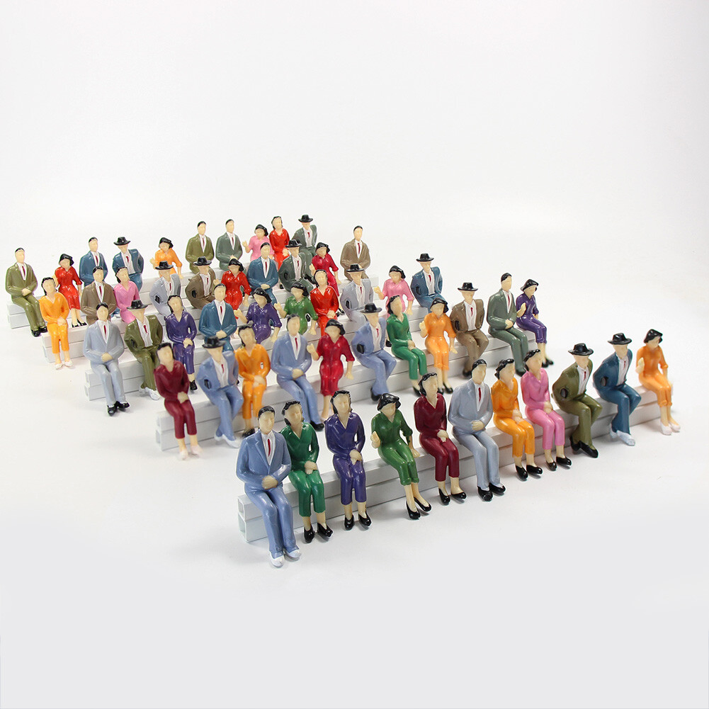 50pcs Model Train G scale Sitting Figures 1:25 Painted Seated People 4 Poses