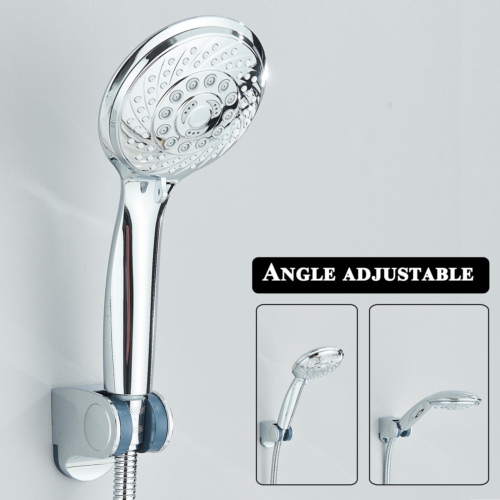 Chrome 8"Rain Shower Head with Handheld Spray Combo High Pressure Adjustable Arm