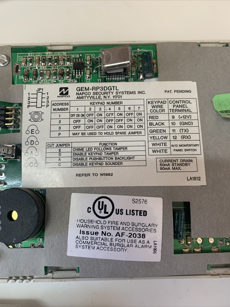 Napco Gemini Keypad GEM-RP3DGTL Used