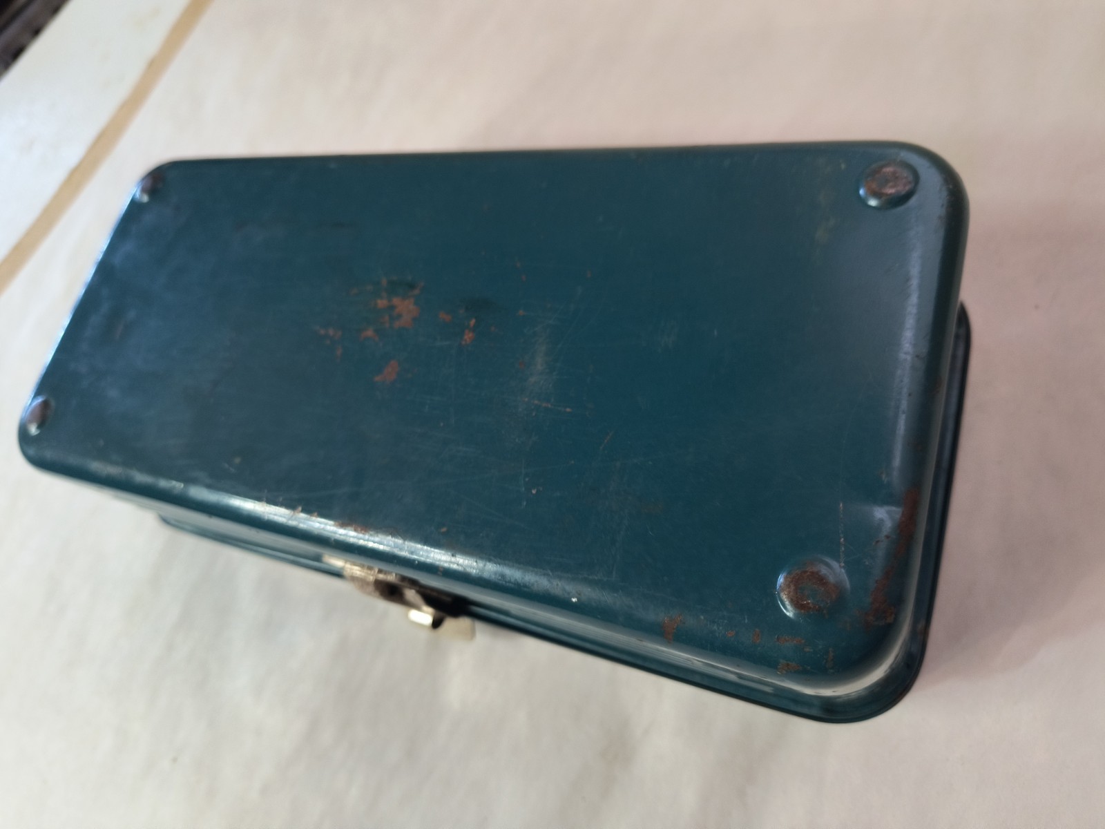 Vintage Union Chests Metal Tool Box Teal Blue Green Model NO 2011