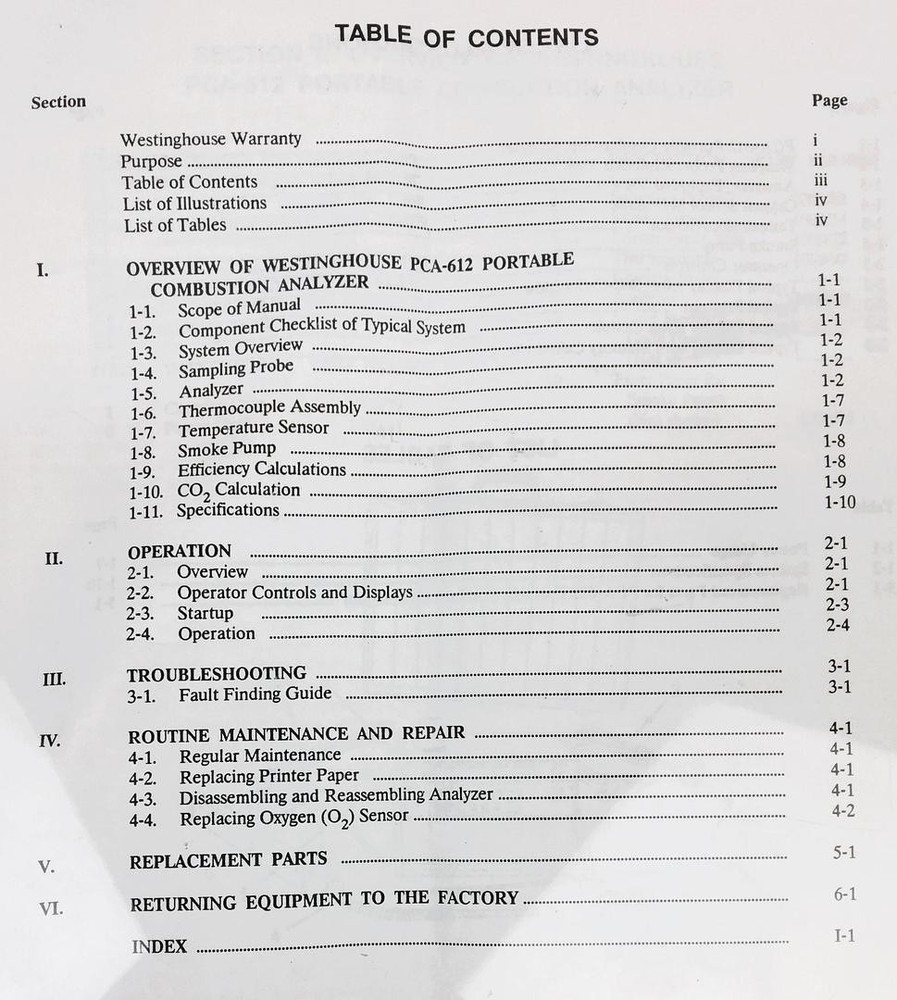 Westinghouse PCA-612 Portable Combustion Analyzer