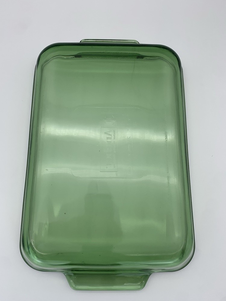 Vintage Anchor Hocking Green 3 Quart 9X13 Rectangular Casserole Baking Dish