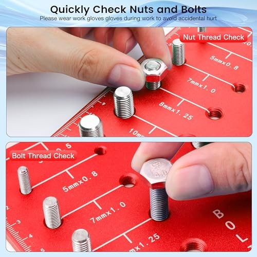 Thread Checker, 44 Nut and Bolt Thread Checker Standard and Metric, 22 Red
