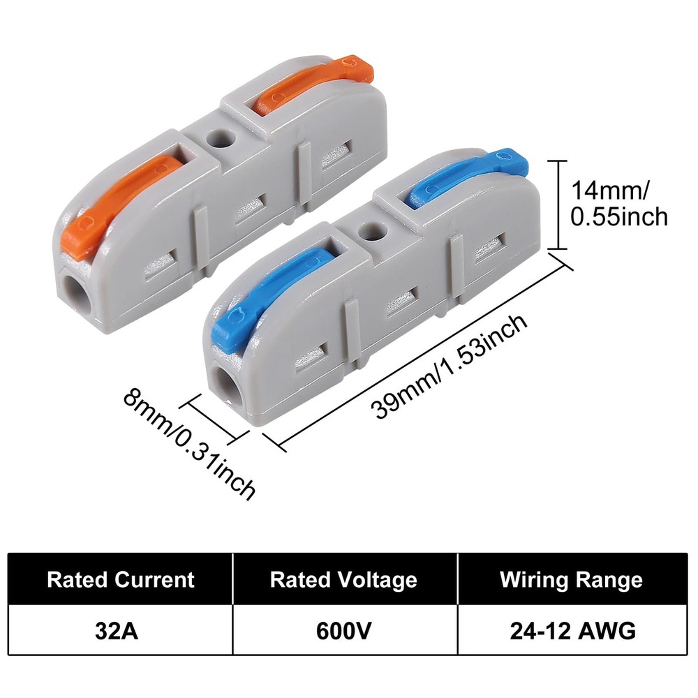 Lever Wire Connectors Quick Connect Electrical Splicing Kit for Compact Inlin...