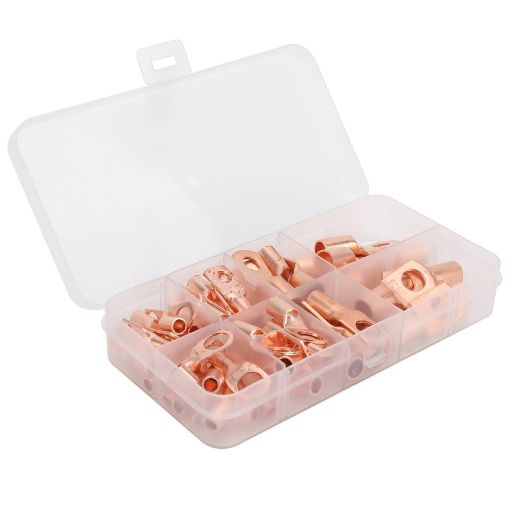 60Pcs Copper Ring Lug Terminals Electrical Wire Cable Crimp Connector SC6-SC25