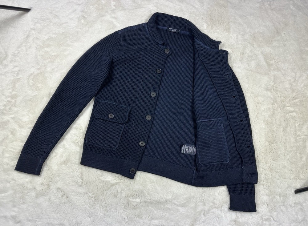 Hackett London knit waffle button wool jacket / size S